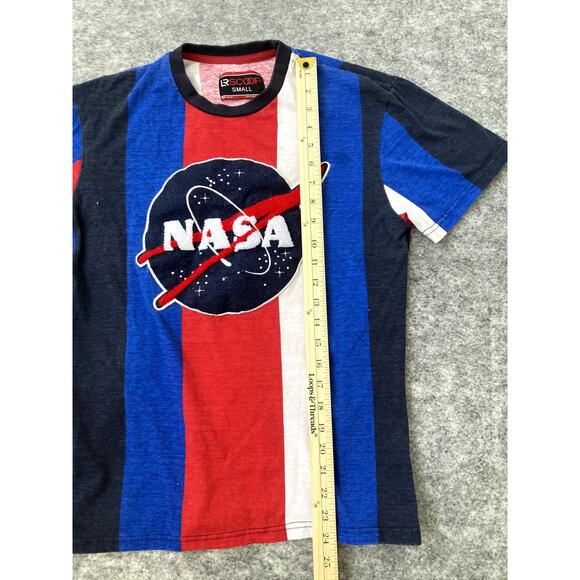 NASA space stripped t shirt small embroidered red blue white retro crewneck - Picture 5 of 6